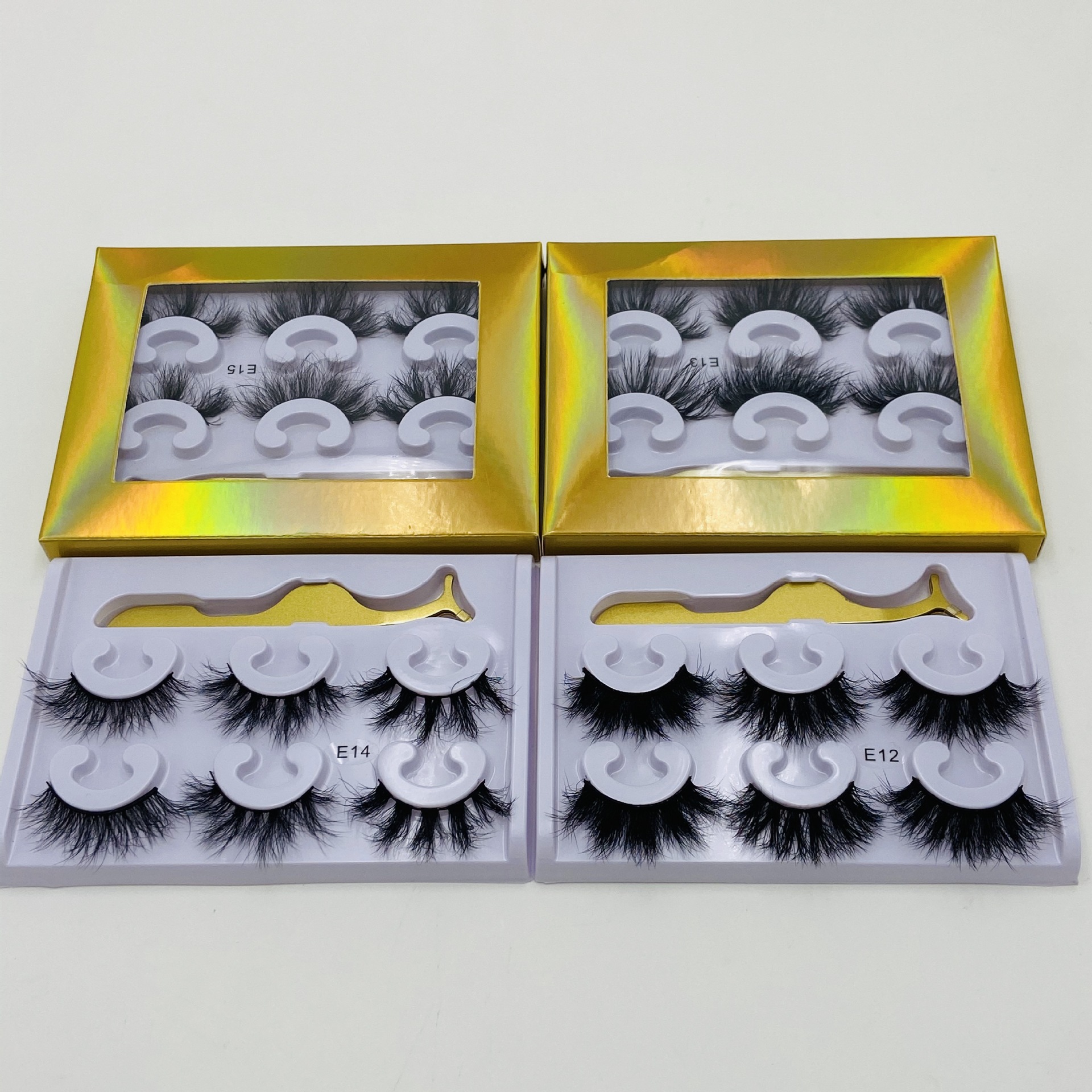 3 Pairs Of Three-dimensional Multi-layer Thickened False Eyelashes With Tweezers display picture 2