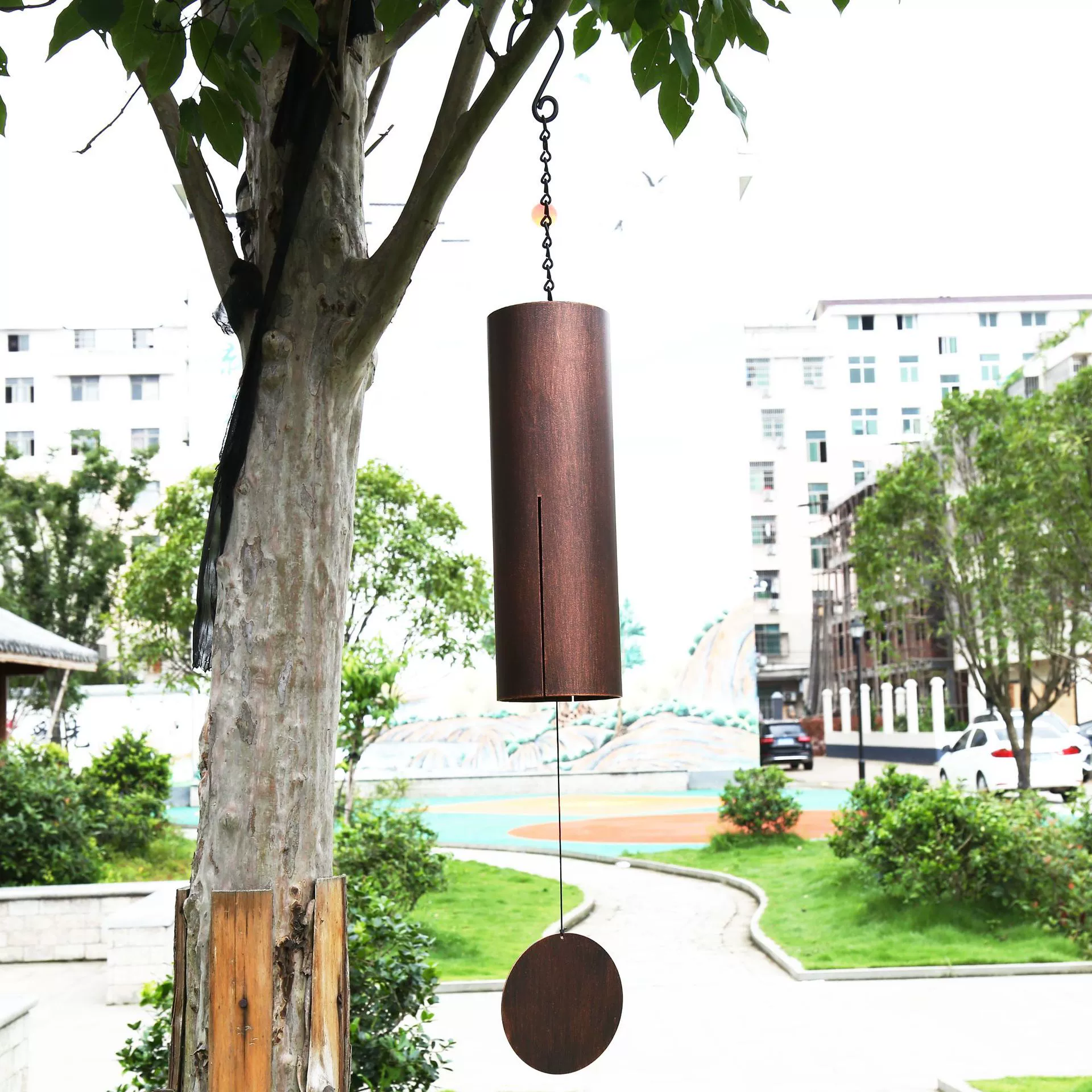 Креативная Европа и США открытый сад большая цилиндрическая металлическая труба Wind Bell висит звук толстый низкий колокол