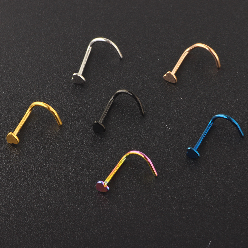 Simple Style Heart Shape Stainless Steel Nose studs 1 Piece