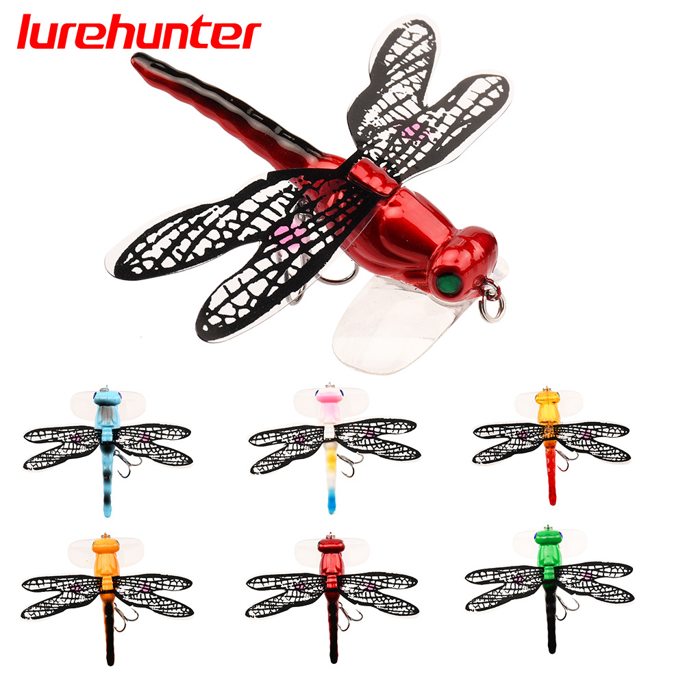 Fishing Lures Bait Life-Like Dragonfly BaitsTopwater Fishing Dragonfly Simulation Pseudo Bait Water Surface Fake Bait 2Pcs