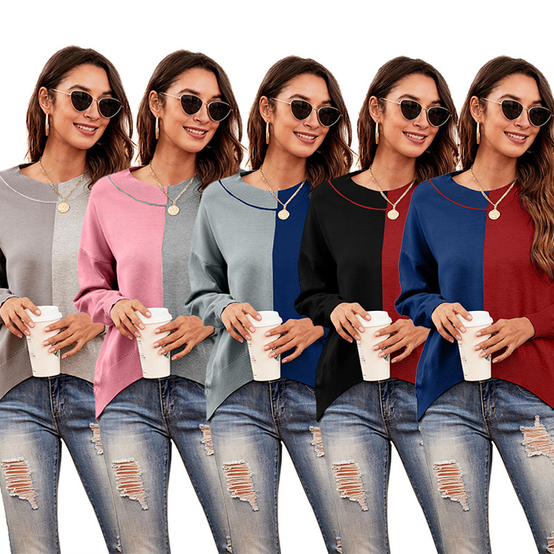 Round Neck Slim And Thickened Color Matching Tight Knit Sweater Bottomed Sweater