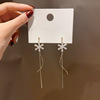 Silver needle, accessory, zirconium, long universal earrings with tassels, silver 925 sample, flowered, internet celebrity