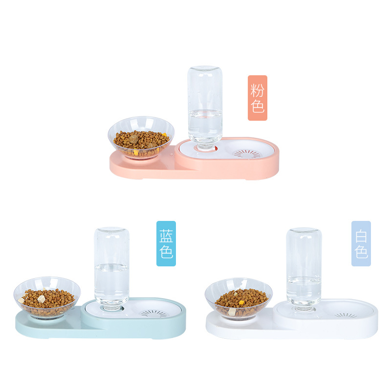 Mascota comedero automático doble gato de almacenamiento automático de imitación de agua húmeda tazón de fuente de comida para perros gato dispositivo para beber Gato Cuenca perro tazón