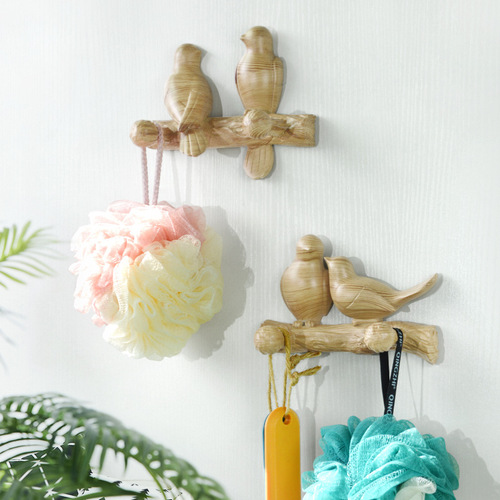 Cross-border wholesale home wall bird decoration hooks door entrance porch wall punch-free creative decorative coat hooks