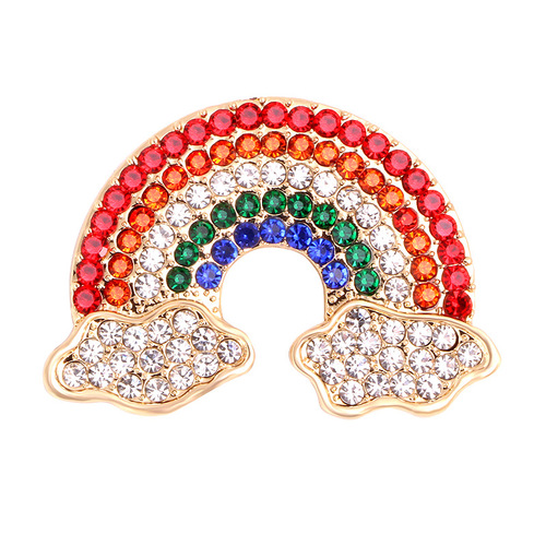 Cute Japanese Rainbow Cloud Brooch Rhinestone Korean Pin Accessories Sweater Cardigan Shawl Button Corsage