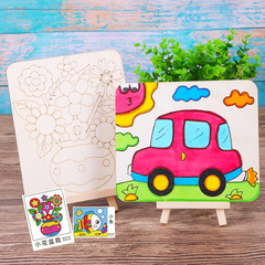 Children's DIY Wooden Painting Drawing and Scribbling Materials, Kindergarten Creative Art Pearl Clay Snowflake Clay Painting Board