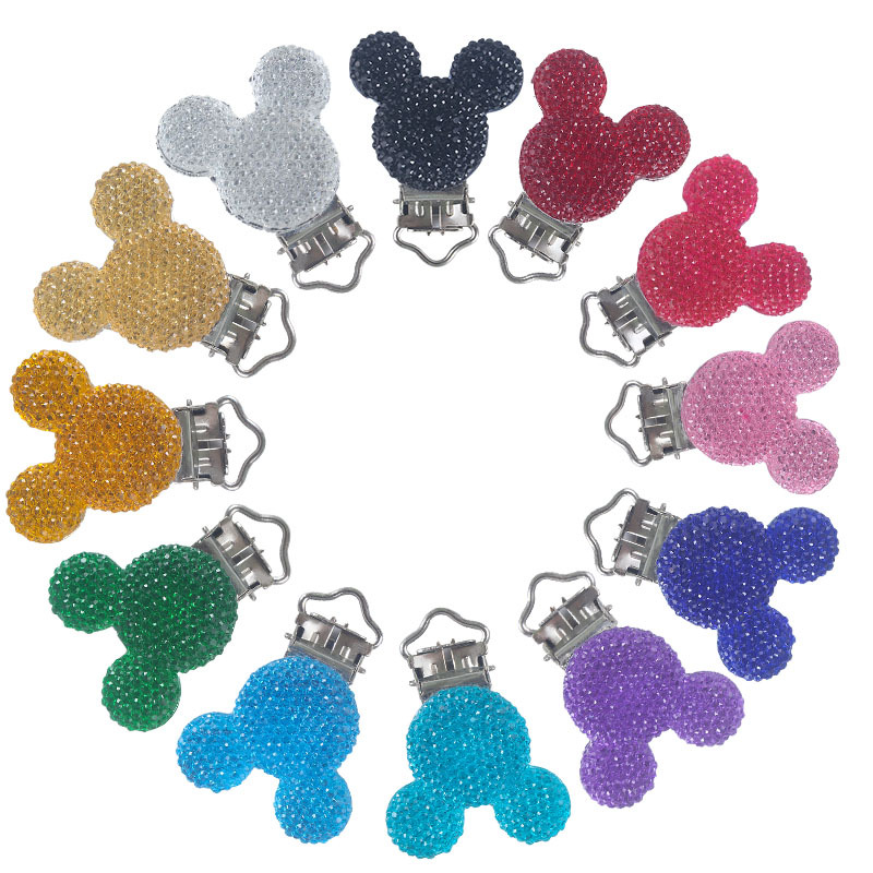 Suministros para bebés de dibujos animados animal chupete clip creativo DIY brillante clip de hierro chupete cadena accesorios de la joyería