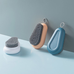 Household shoe and clothing washing brush with soft bristles, does not damage shoes and clothes, hanger-style shoe washing brush with hard bristles