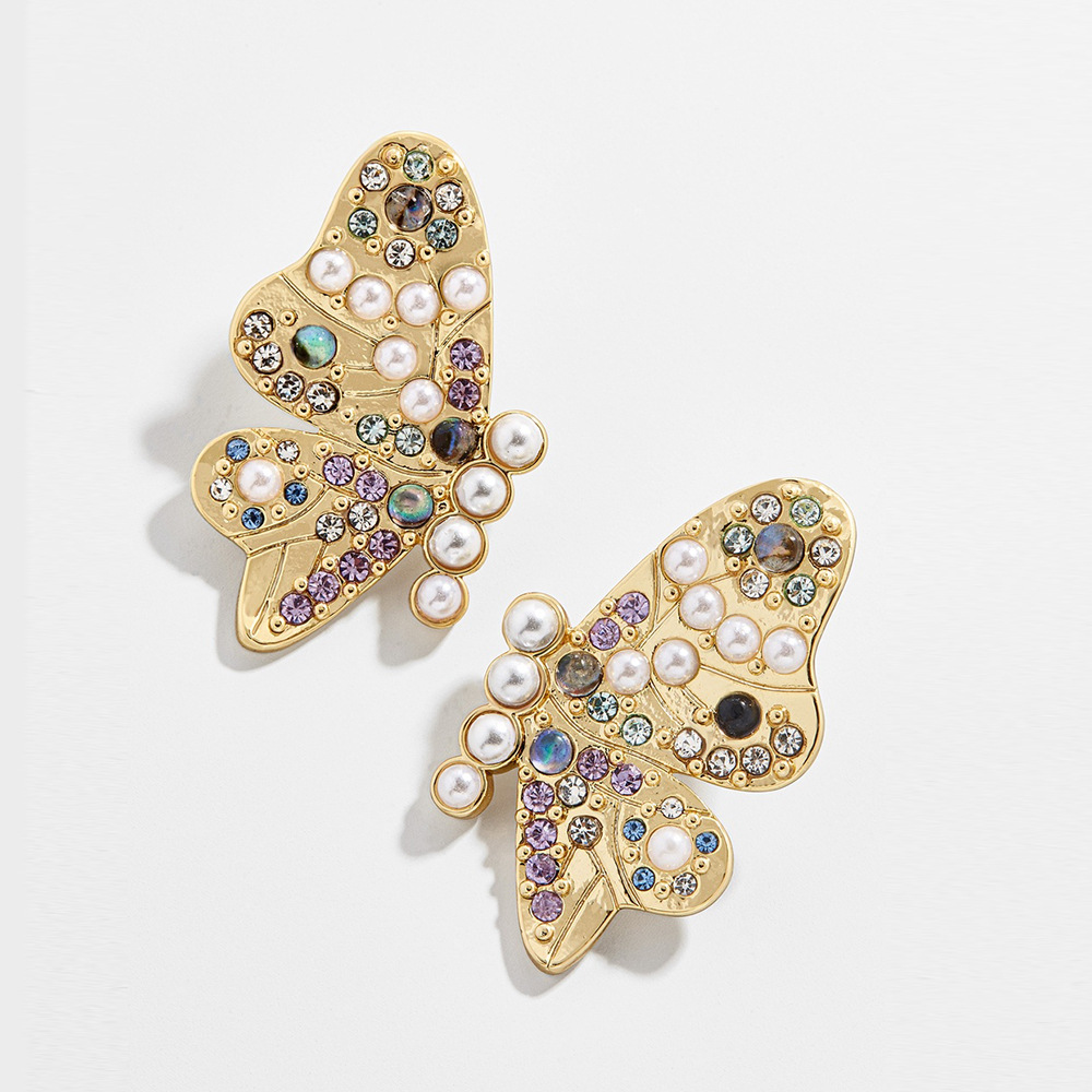 Korean New Crystal Earrings Colorful Butterfly Rhinestone Earrings Wholesale display picture 3