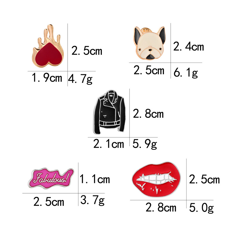 10g Weight Brooches Classification Cute Funny Pin Mouth Letter Heart Shape Alloy Enamel Unisex Brooches