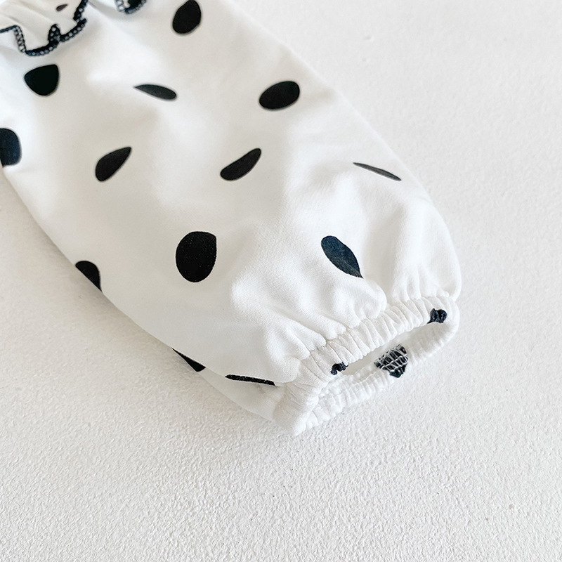 Ins2024 Spring Autumn Baby and Children's jumpsuit, women's baby polka dot long sleeved cotton triangle hoodie, crawling_voghion.com