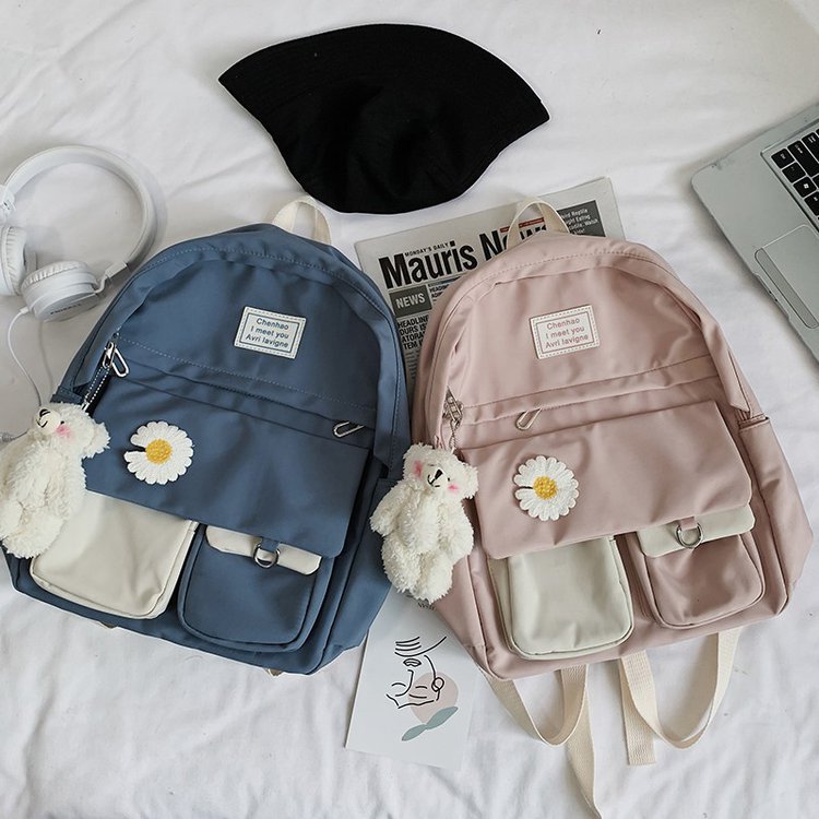 Koreanische Version Von Ulzzang College-stil, Altmodisch, Kleines Frisches Mädchen, Farblich Kontrastierende Schult Asche, Japanischer All-match-studenten Rucksack display picture 22