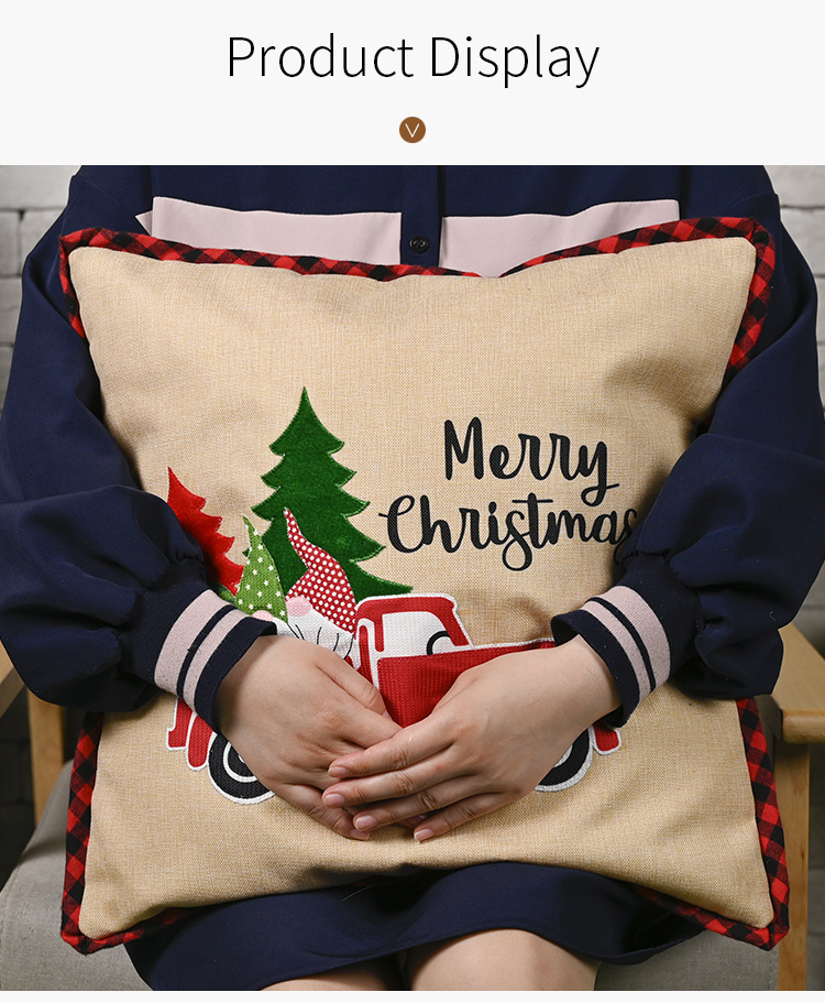 Haobei Christmas decorations Forest old man car pillow case linen pillowcase pillowcase square pillowcase_voghion.com