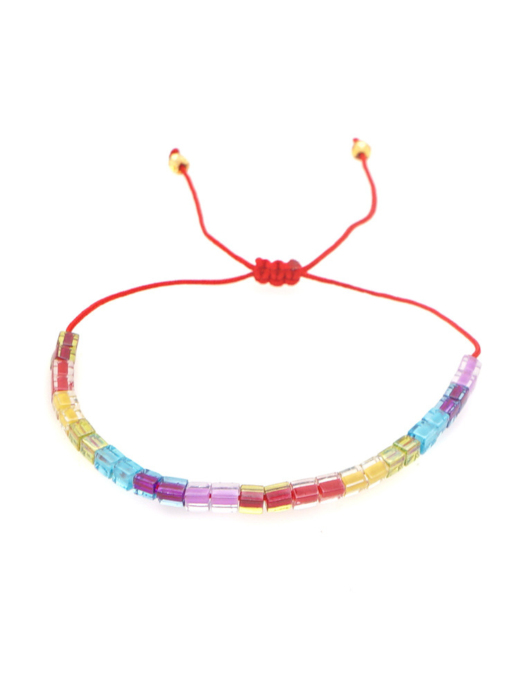 Rainbow Beaded Glass Bracelet display picture 5