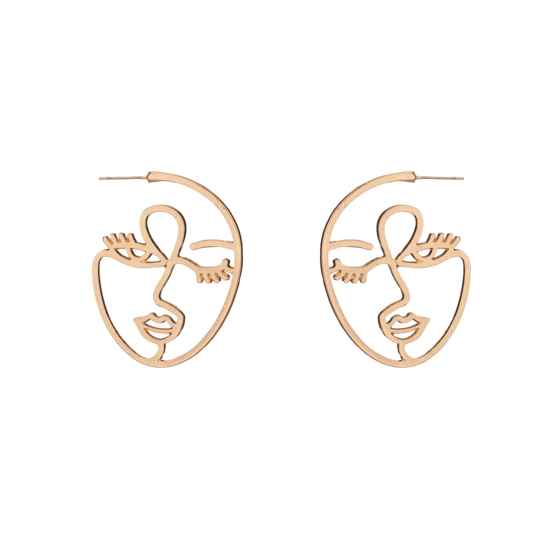 Fashion Simple Alloy Face Earrings Portrait Earrings Wholesale display picture 2