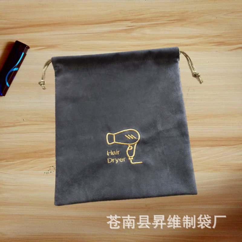 En stock Hotel habitación especial secador de pelo bolsa de franela Hotel secador de pelo bolsa de almacenamiento fijo logo