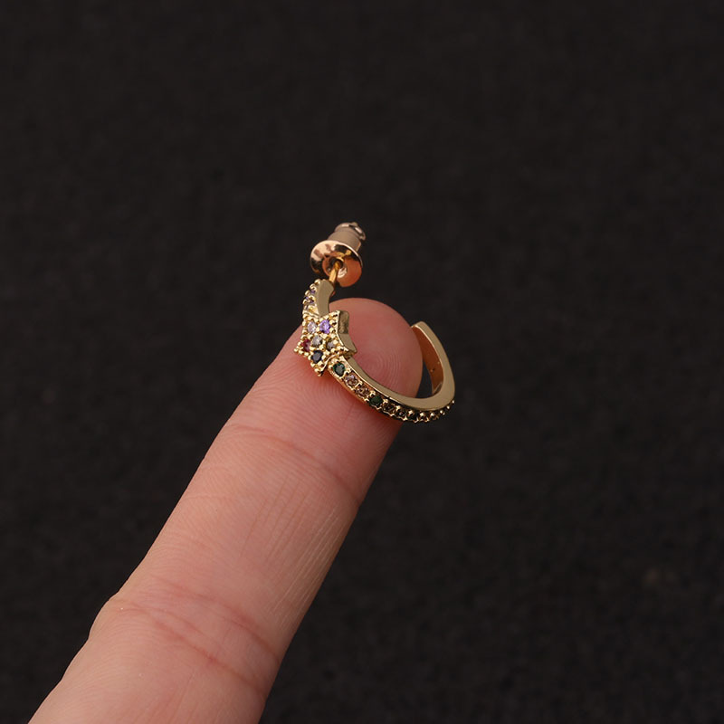 4g Weight Earrings Classification Housewarming, Anniversary, Business, Wedding, Travel, Birthday, Festival Occasion Copper Material Star Pattern Women'S Gender Inlaid Zircon Design Ethnic Style Style Personality Five-pointed Star Earrings Color Zircon Earrings 8