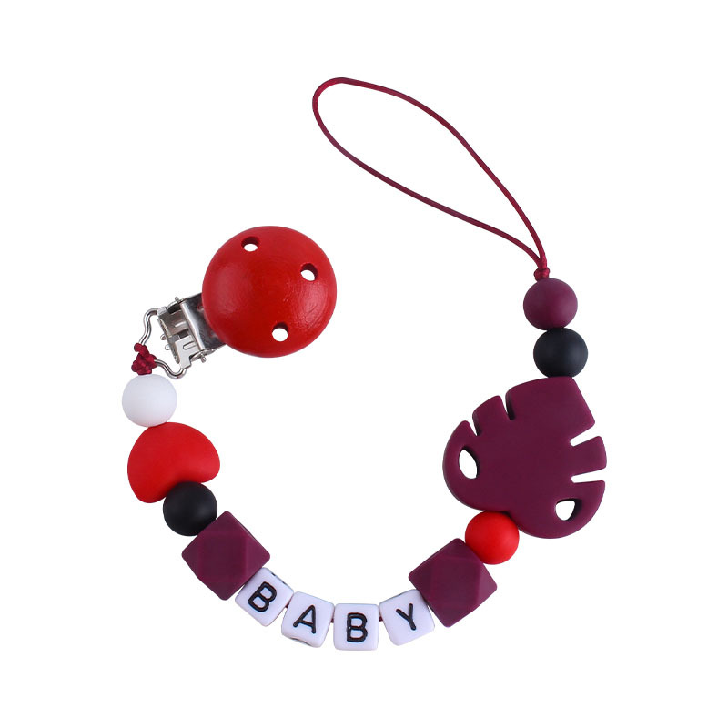 Bebé Hemu chupete clip nombre del bebé calmante hoja de silicona chupete cadena Amazon nueva venta caliente