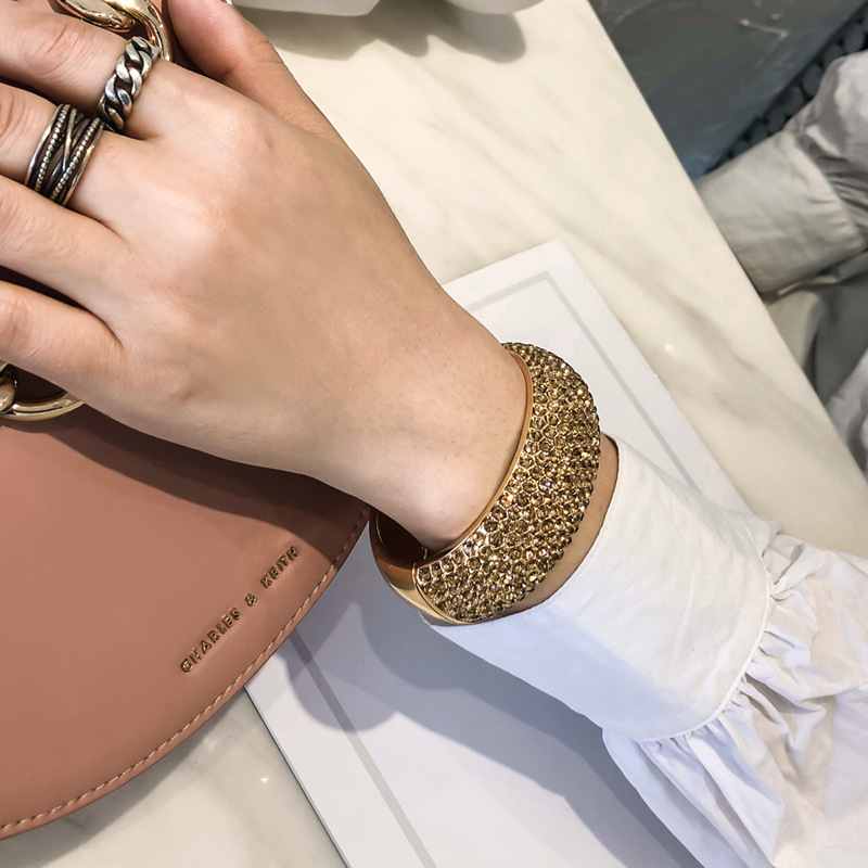 alloy wide-sided zircon bracelet