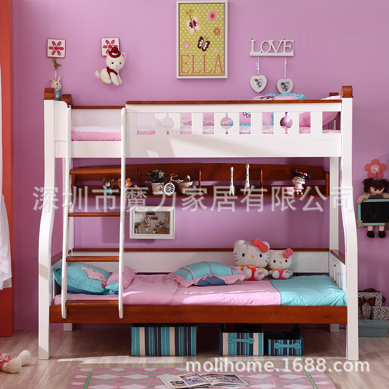 全实木高低床双层床成人男女孩公主儿童床子母床母子床上下床实木