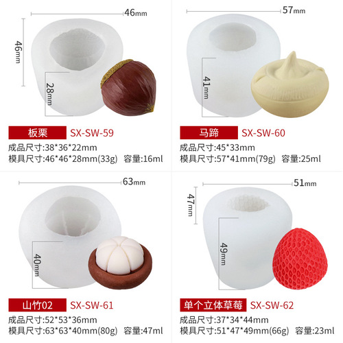 Sanxin Ugly Orange Strawberry Mangosteen Aromatherapy Candle Silicone Mold Fruit DIY Luchu Mold