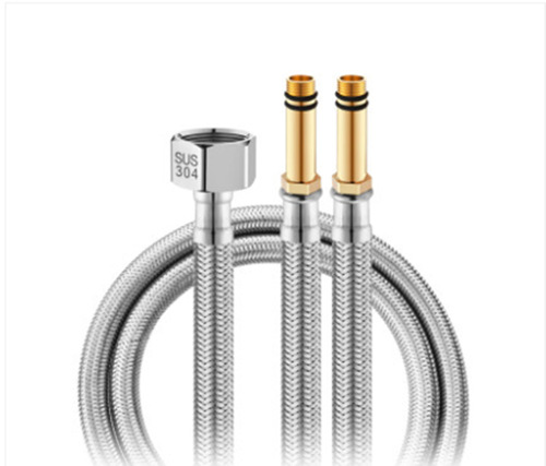 304 stainless steel metal braided hot and cold water inlet hose water pipe toilet water heater high pressure connecting pipe 4 points household