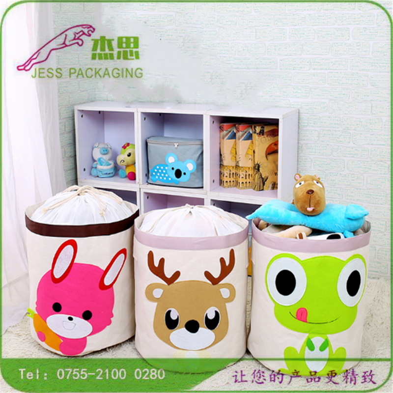 设计新款帆布儿童玩具桶卡通束口袋杂物收纳桶量大从优
