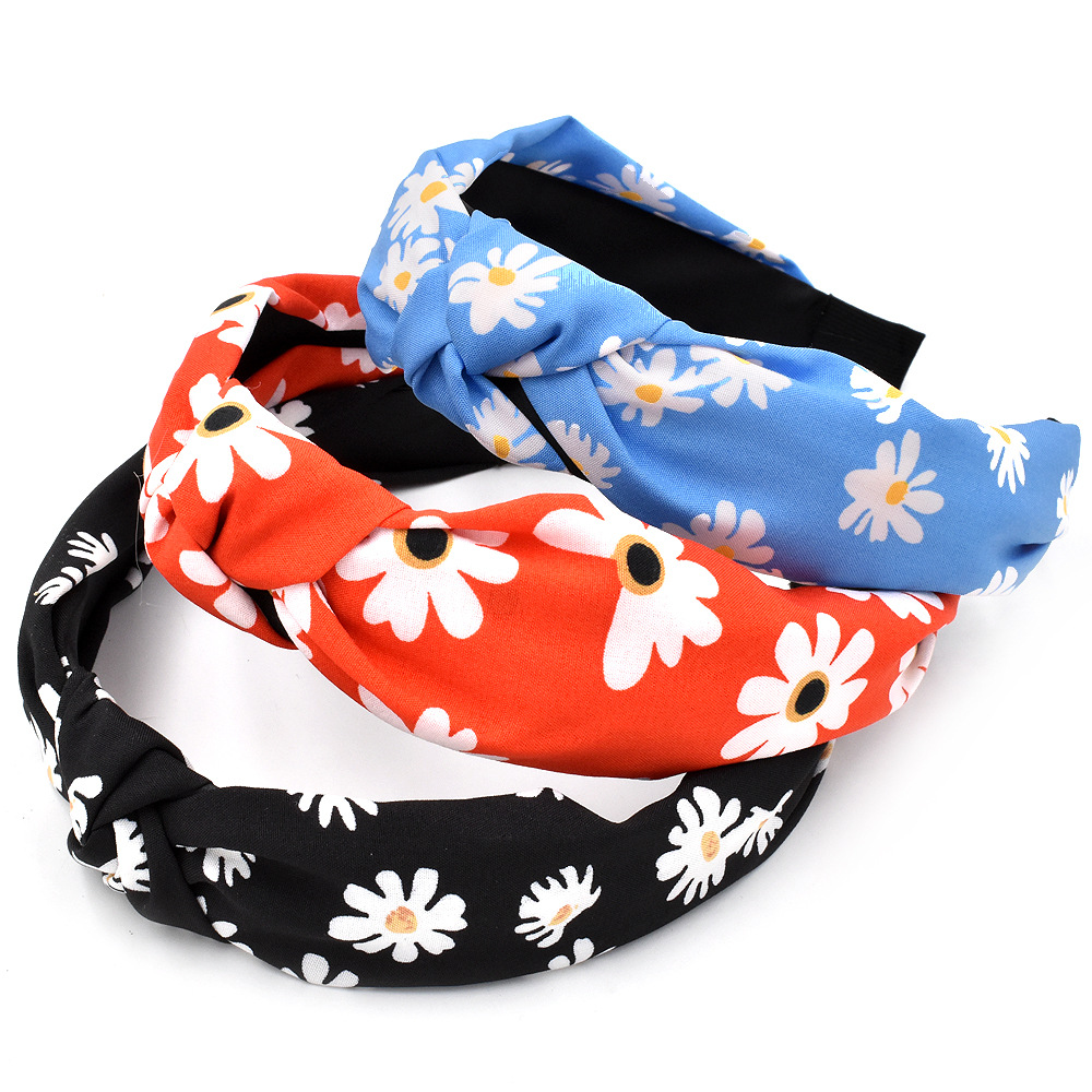 Kleines Gänseblümchen-haarband Korean Fashion Fabric Knotted Pressed Hair Flower Stirnband Großhandel display picture 8