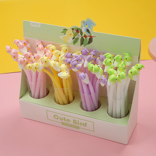 Korean Silicone Cartoon Neutral Pen Creative Shape Realistic Color Parrot Bird Soft Gel Neutral Student Pen