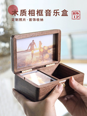 Wholesale DIY printed photo wooden jewelry box music box music box lettering creative birthday gift Christmas