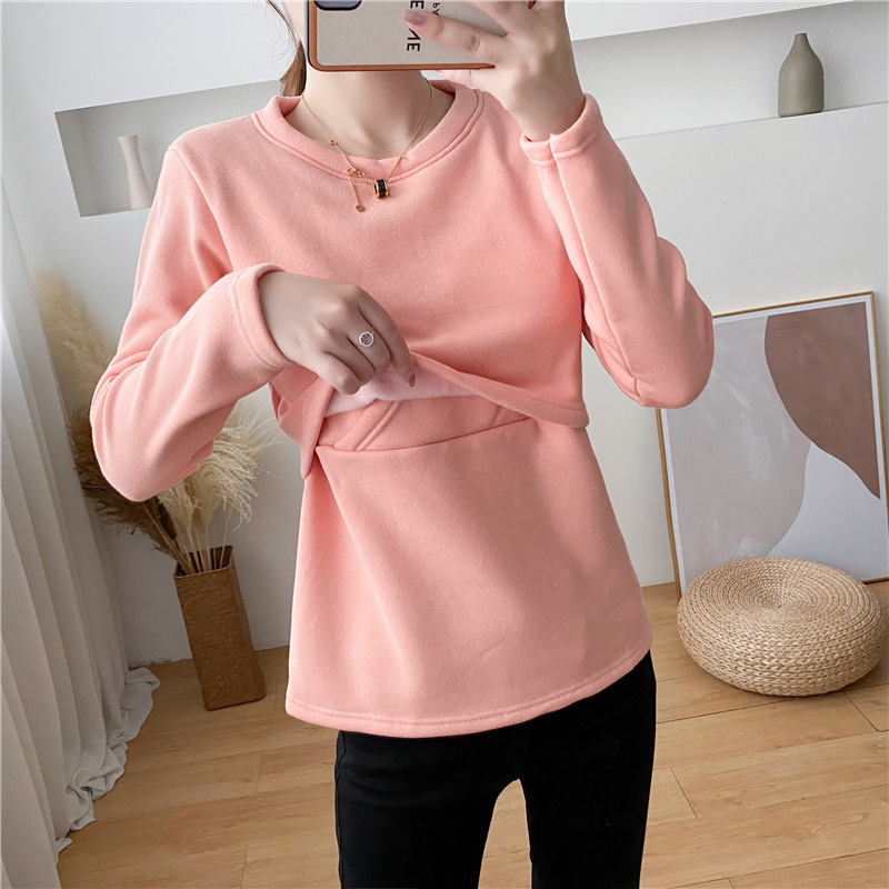 72 Pregnant Women's Nursing Warm Jacket Underwear Autumn and Winter Velvet Thickened Postpartum Autumn Clothes