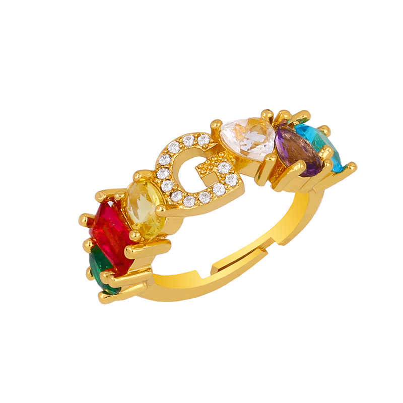 12g Weight 18K Gold Plated Plating Material Artificial Gemstones Inlay Material Birthday Occasion Copper Material Letter Pattern Women'S Gender Plating Design Fashion Style Fashion Letter Copper 18k Gold Plated Artificial Gemstones In Bulk 8