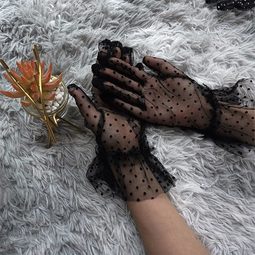 Summer Gloves Lace Sun Protection Gloves Spotted Cycling Clothing Short Thin Mesh Lace Wedding Gloves