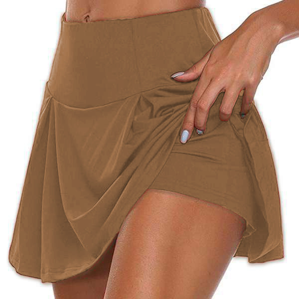 Summer Women's Solid Color Faux Two-Piece Set Leggings & Shorts European Style Casual A-Line Mini Skirt Polyester Regular Size_ecoleips.com
