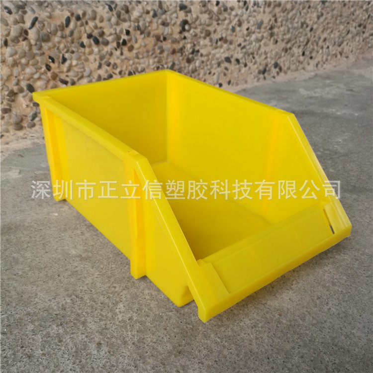 供应河南周口五金用斜口物料盒 货架塑料盒 新料加厚斜口塑料箱
