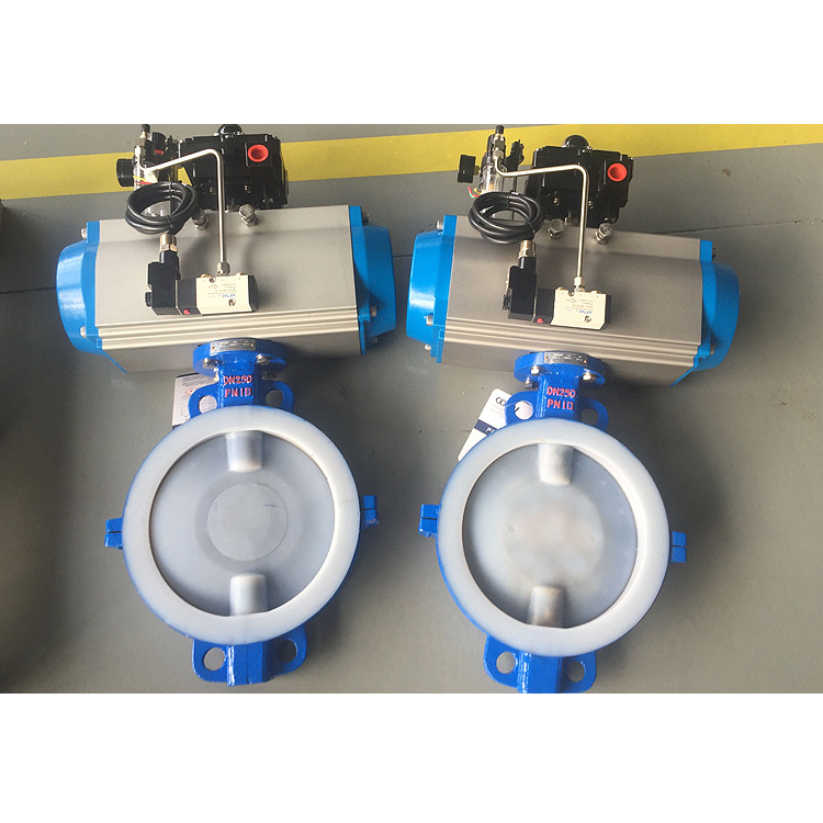 304.316气动衬氟蝶阀 气动对夹蝶阀 耐酸耐碱蝶阀 D671F46  D671F