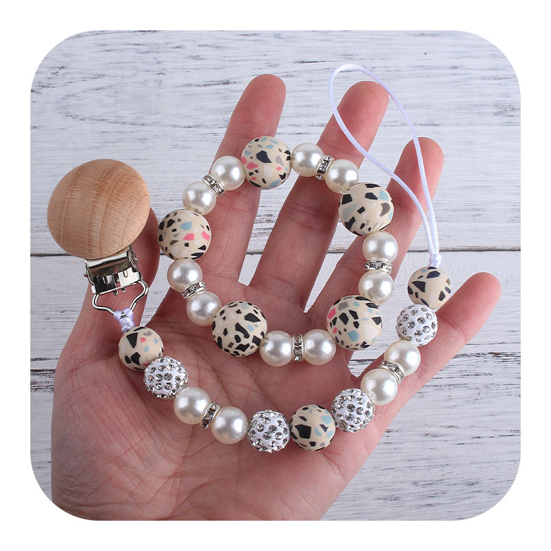 Nuevo bebé haya chupete clip bebé creativo leopardo perlas de gel mordedor gel pulsera chupete cadena anti-cadena
