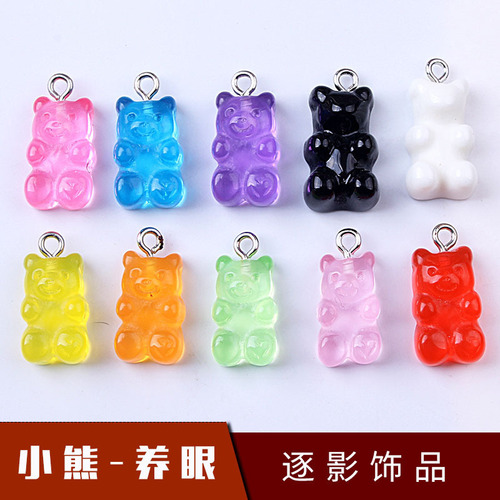 New bear resin keychain pendant diy jewelry accessories stationery mobile phone case accessories headwear necklace pendant