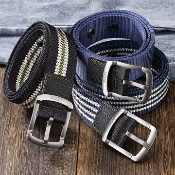 Canvas belt network red with the same male bull youth student jeans with all the Korean version of black needle buckle waistband - ShopShipShake