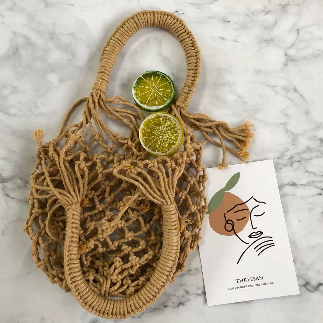 Straw cute beach fresh shoulder bag, flowered