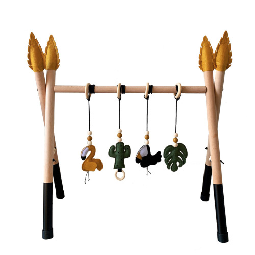 ins decorative Nordic style wooden fitness equipment ornaments newborn baby baby fitness stand children's toys