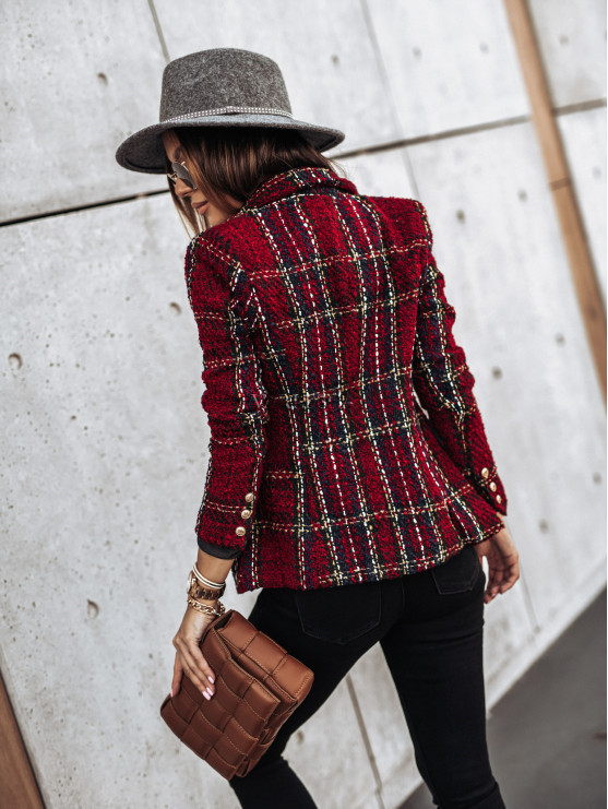 hot autumn and winter long-sleeved double-breasted suit collar printed small jacket  NSYD3809