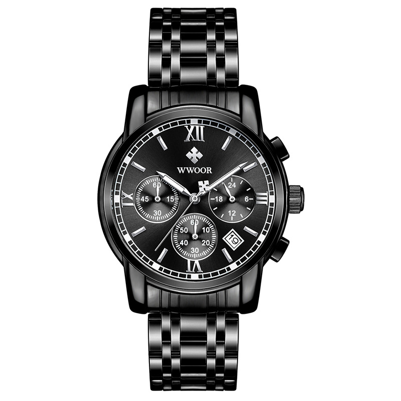 WWOOR Holding Love nuevos hombres de negocios 6-PIN reloj de cuarzo calendario impermeable reloj redondo cabeza casual Bowl Watch 8864