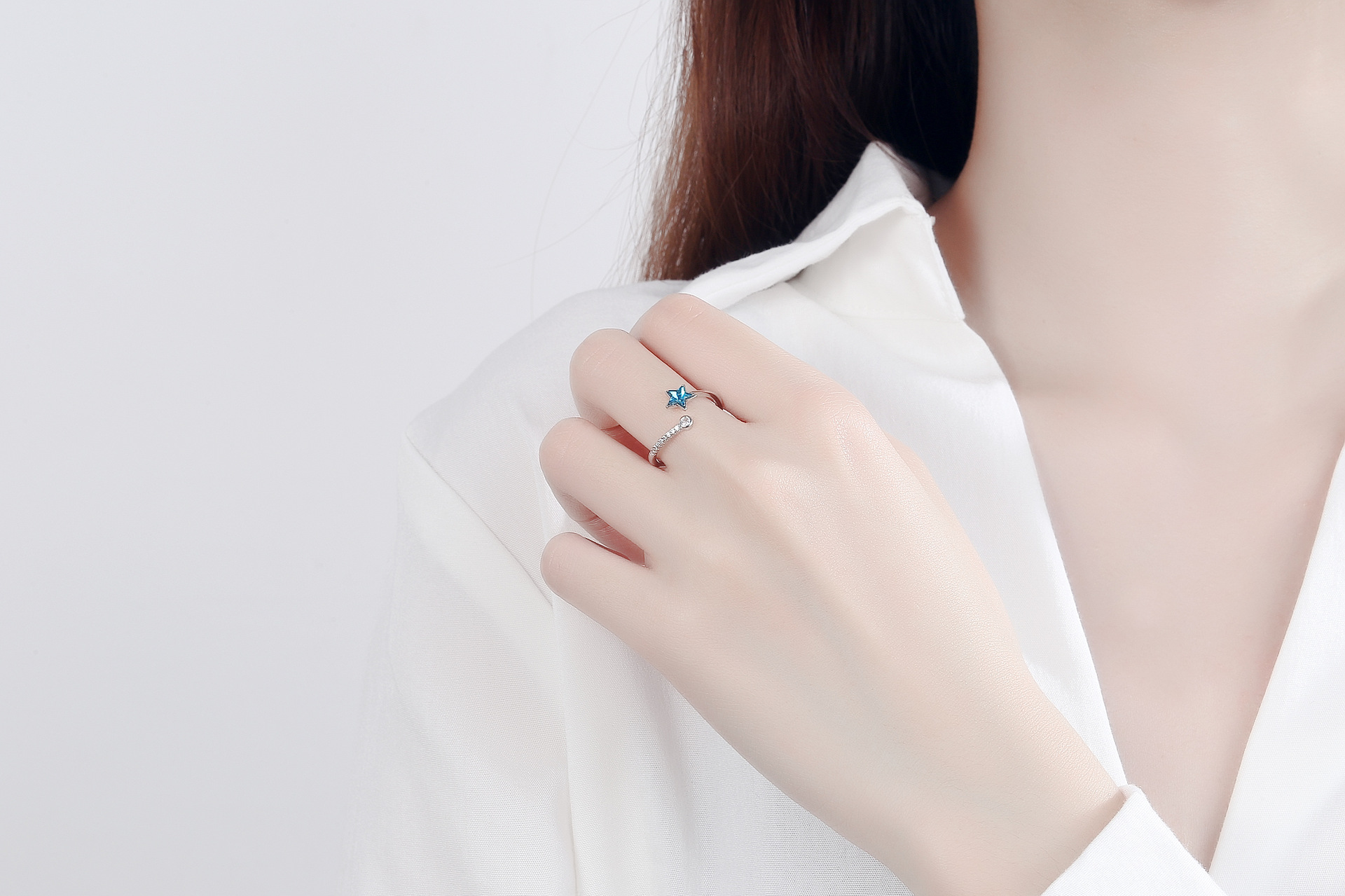 Blue Starry Sky Pentagram Ring