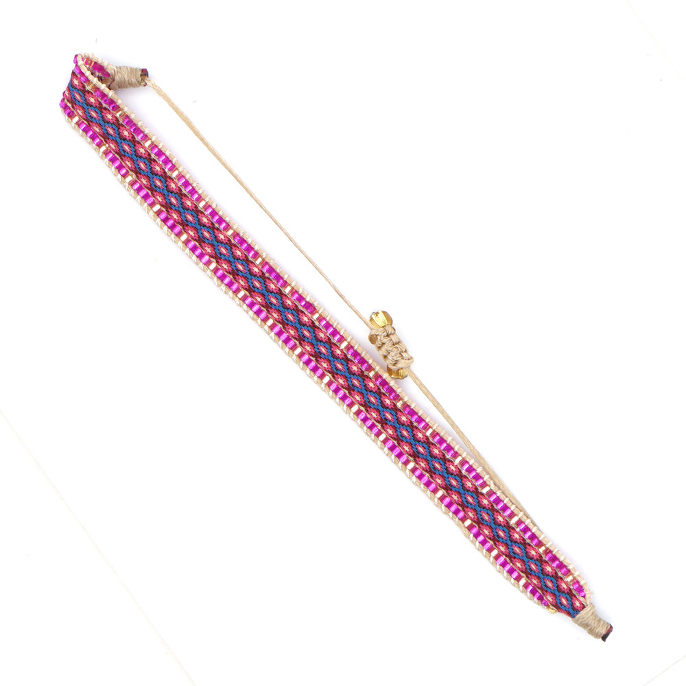 Rice Bead Weaving Bohemian Style Retro Ethnic Style Pattern Ribbon Bracelet display picture 26