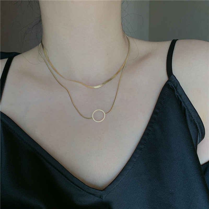 Fashion Titanium Steel Niche Short Double Simple Minimalist Clavicle Chain Necklace For Women display picture 5