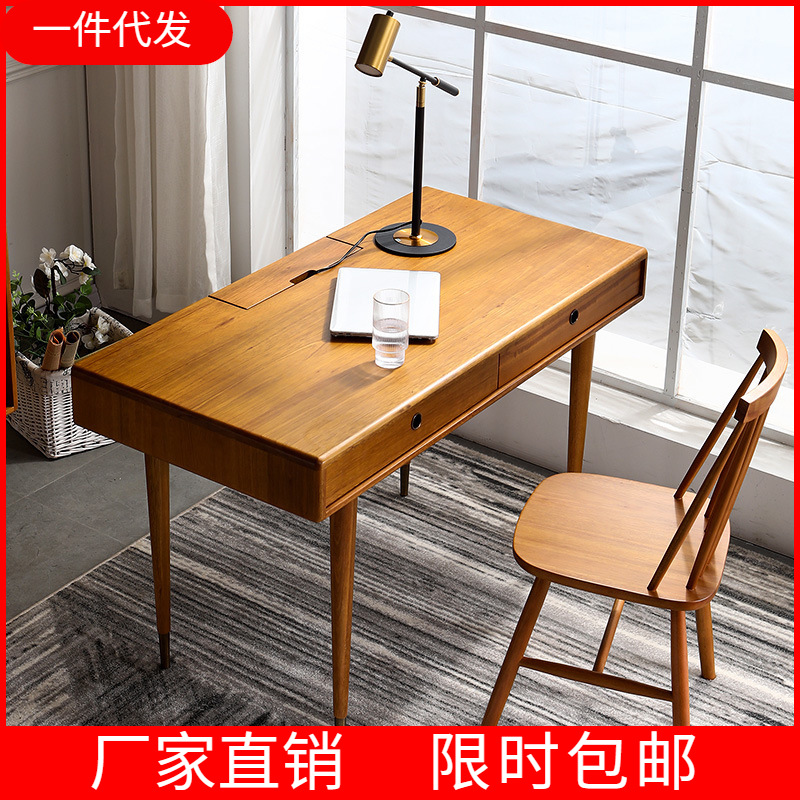 Light extravagance solid wood desk combination Northern Europe modern Simplicity Small apartment drawer desk Desk Study furniture