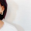 Retro matte square design earrings, French retro style, 2020, simple and elegant design