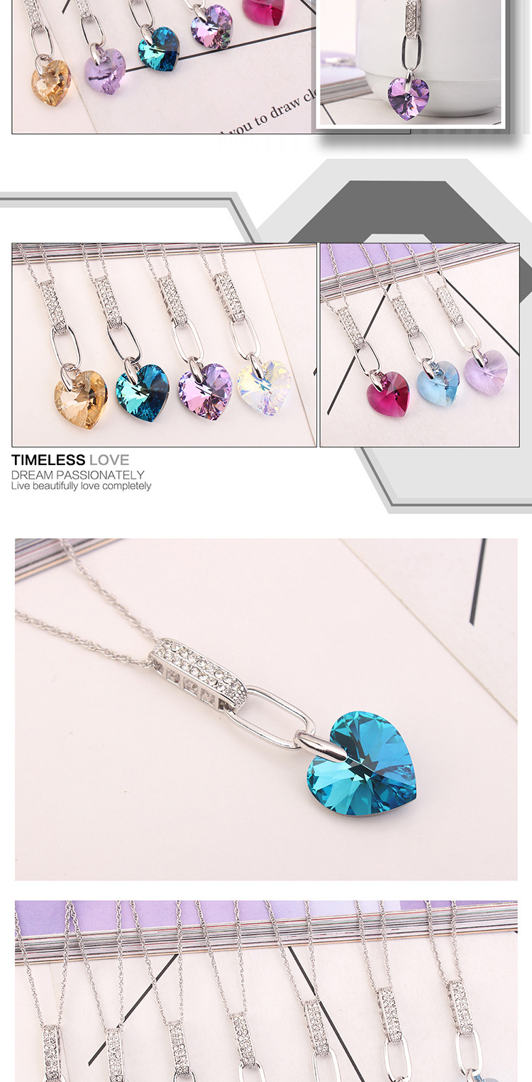 Simple Style Heart Shape Alloy Inlay Crystal Women's Pendant Necklace 1 Piece display picture 1