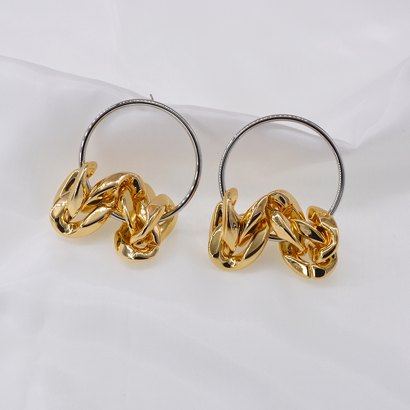 Chaîne Ovale Grand Cercle Boucles D&#39;oreilles Vent Froid Mode Boucles D&#39;oreilles En Gros Nihaojewelry display picture 3